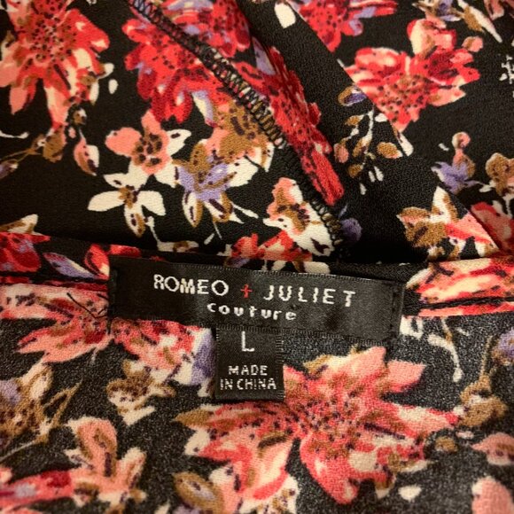 Romeo Juliet Couture Womens Dress Size L Mini Dark Floral Romantic Flowy Boho - Picture 5 of 9